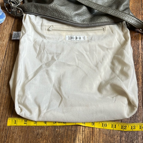 Nine West large shoulder bag textured faux leather gray green - Picture 10 of 14